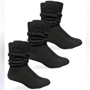 Sock Bundle 3/$25 NEW Black Thick Slouch Cotton Knee High Scrunch Socks